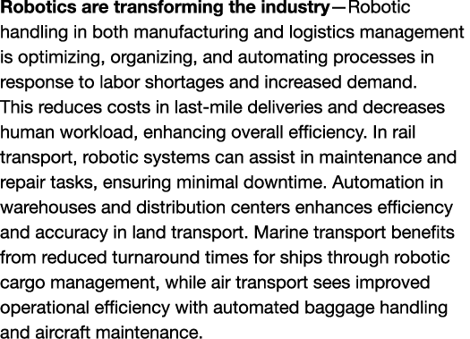 Robotics are transforming the industry—Robotic handling in both manufacturing and logistics management is optimizing,...