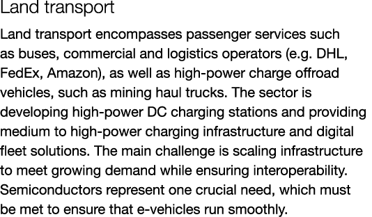 Land transport Land transport encompasses passenger services such as buses, commercial and logistics operators (e.g. ...