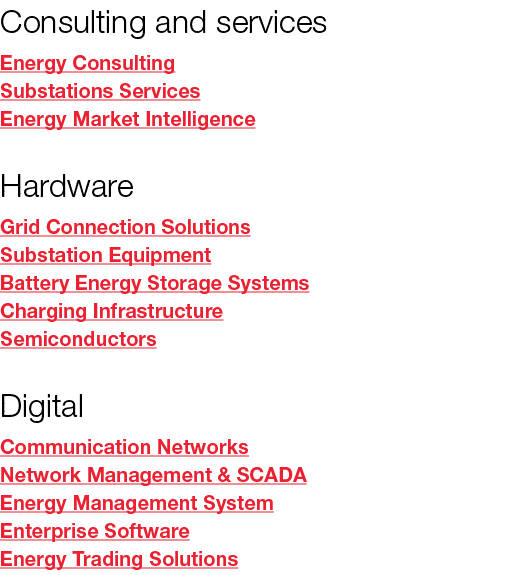 Consulting and services Energy Consulting Substations Services Energy Market Intelligence Hardware Grid Connection So...