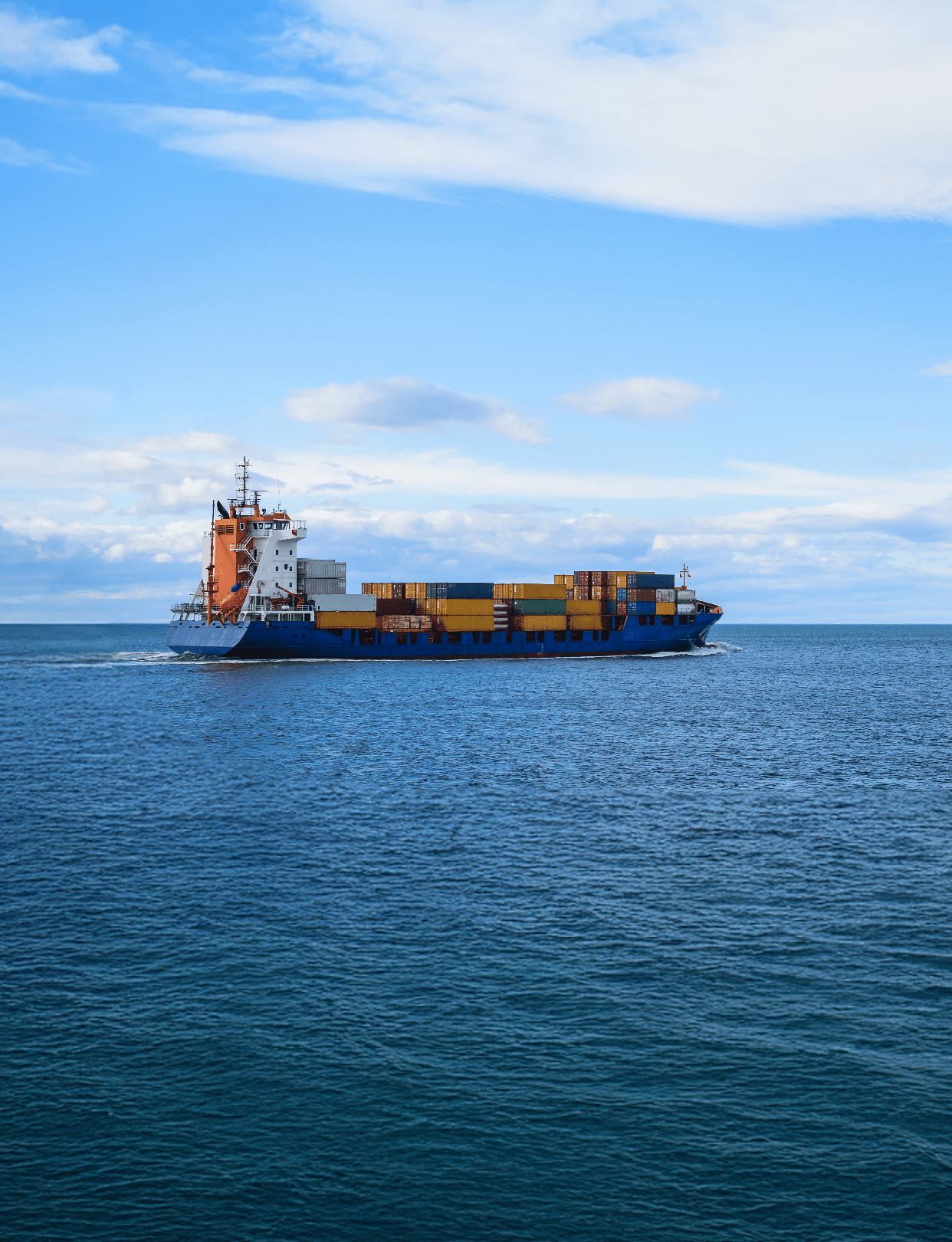 Large cargo ship sailing on the sea