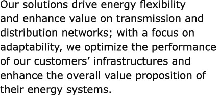 Our solutions drive energy flexibility and enhance value on transmission and distribution networks; with a focus on a...