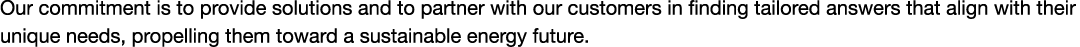 Our commitment is to provide solutions and to partner with our customers in finding tailored answers that align with ...