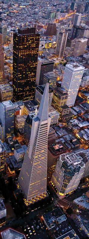 Aerial cityscape view of San Francisco, California, USA