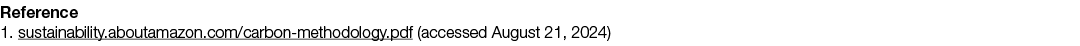 Reference 1. sustainability.aboutamazon.com/carbon methodology.pdf (accessed August 21, 2024)