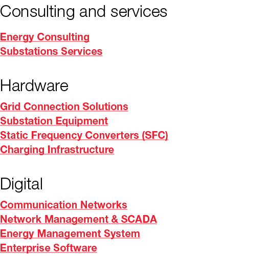 Consulting and services Energy Consulting Substations Services Hardware Grid Connection Solutions Substation Equipmen...