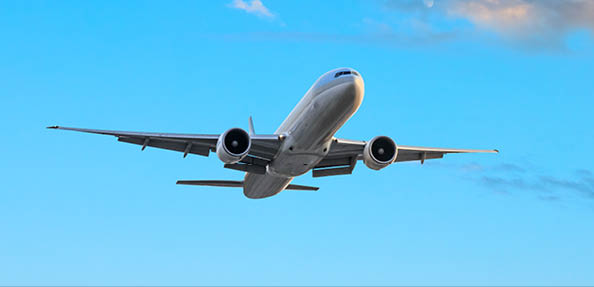 High-altitude airplane and beautiful sky in spring