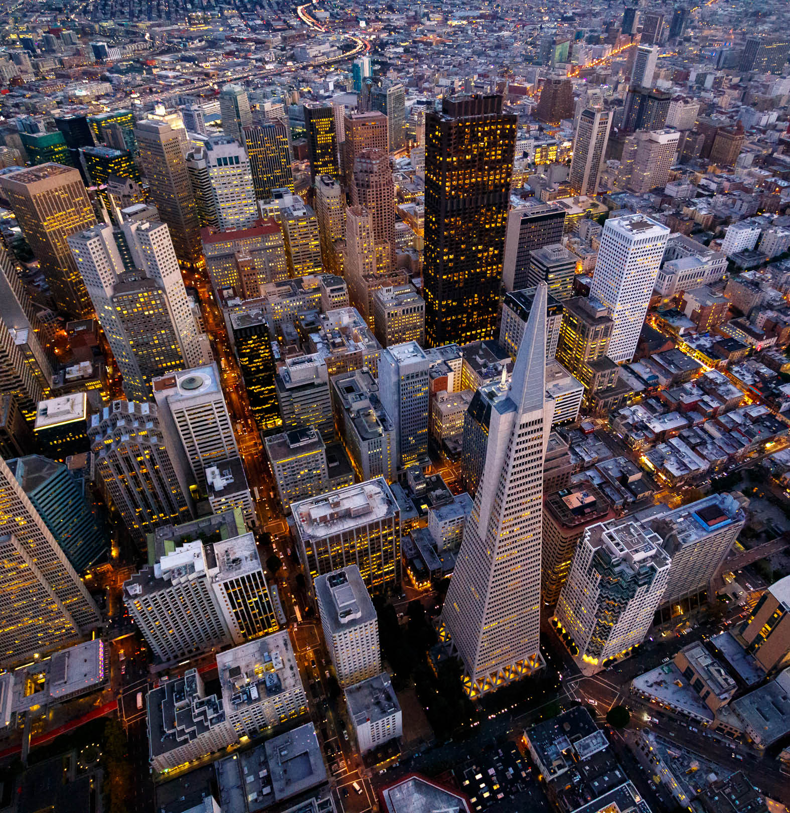 Aerial cityscape view of San Francisco, California, USA