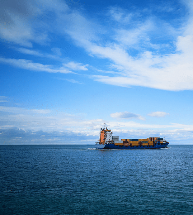 Large cargo ship sailing on the sea