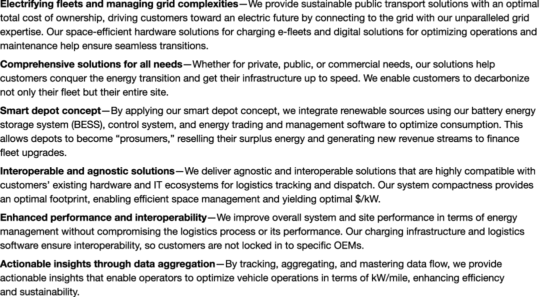 Electrifying fleets and managing grid complexities—We provide sustainable public transport solutions with an optimal ...