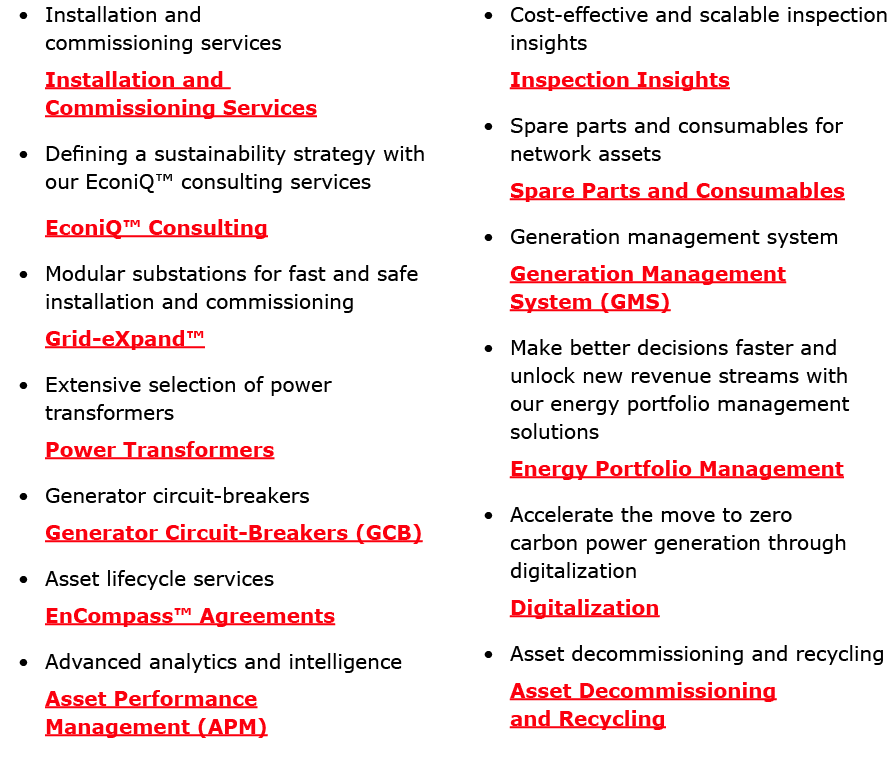 • Installation and commissioning services Installation and Commissioning Services • Defining a sustainability strateg...