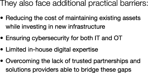 They also face additional practical barriers: • Reducing the cost of maintaining existing assets while investing in ...