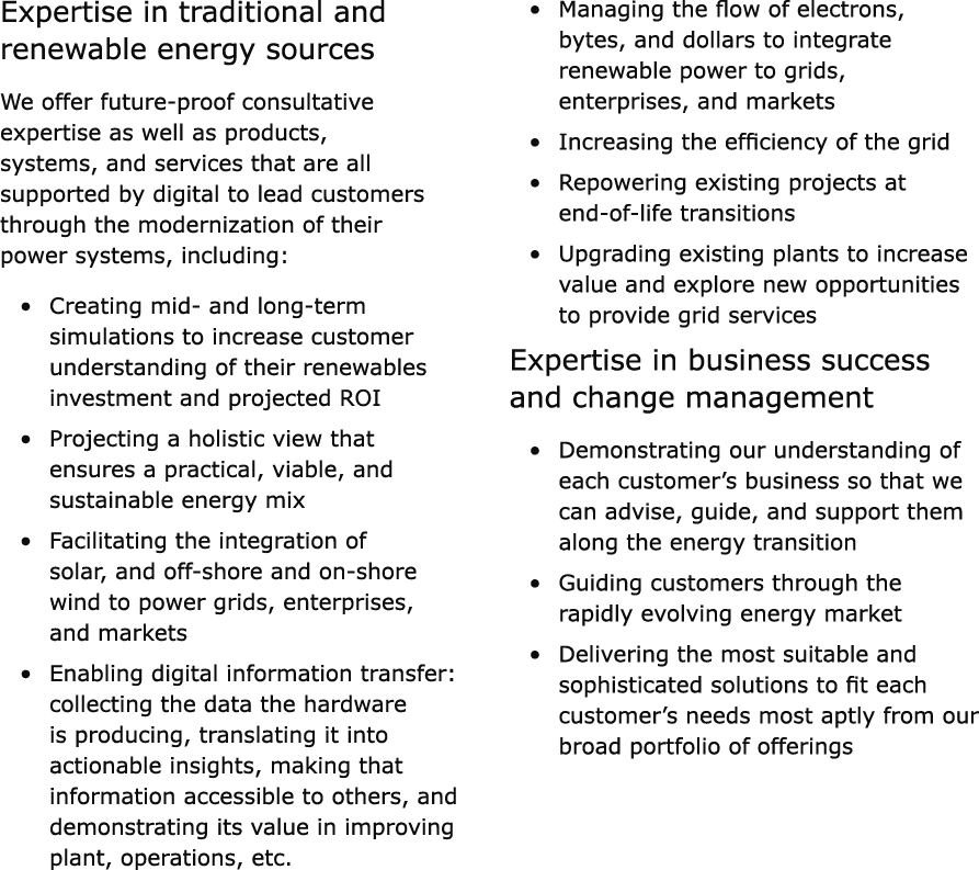 Expertise in traditional and renewable energy sources We offer future proof consultative expertise as well as product...