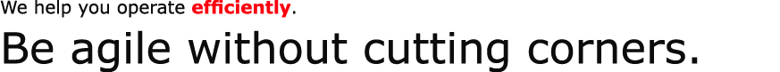 We help you operate efficiently. Be agile without cutting corners.